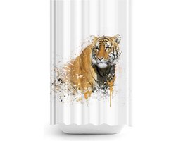 Zethome Tiger - Douchegordijn met Ringen - 180x200 cm - Digitaal Printen - Badkamer Gordijn - Shower Curtain - Waterdicht - Sneldrogend - Anti Schimmel -Wasbaar en Duurzaam