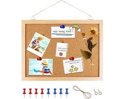 Zeynomax - 20 x 30 cm kurk prikbord met houten frame voor woondecoratie en kantoor - memorandum prikbord met pushpins - kurkwand voor thuis - praktische wanddecoratie