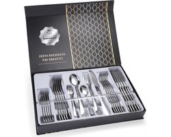 Zeynomax - Bestekset 6-Persoons Roestvrij Staal voor Familievergaderingen en Restaurant Partijen met Vorken en Lepels - Vaatwasserbestendig en Elegant Zilver Design