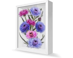 Zeynomax - Diepe fotolijst 23 x 32 cm voor souvenirs en bruidsboeket - Wit - Wanddecoratie fotocollage - Objectlijst van 3 cm - Cadeau idee
