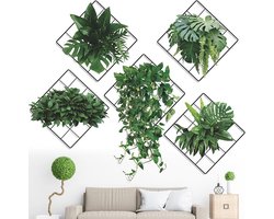 Zeynomax - Groene Planten Muurstickers Set van 6 - 3D Ontwerp - Verwijderbaar - Voor Slaapkamer en Woonkamer - Kantoor en Keuken - Decoratief en Stijlvol