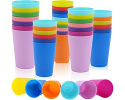 Zeynomax - Herbruikbare Plastic Beker Set van 24 stuks - 260 ml - Duurzame Feestbekers voor Kinderen - Multicolor - Geschikt voor Buitenactiviteiten zoals Picknicks en Barbecues