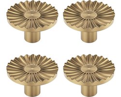 Zeynomax - Meubelknoppen Set van 4 Antieke Messing Kastknoppen met Enkelgaatje - Champagne Bronze Design - Meubelbeslag voor Lades