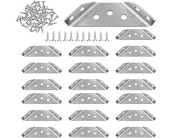 Zeynomax - Roestvrij stalen hoekverbinders voor meubelbouw - 20 stuks - Met driehoekige steunen - Inclusief 140 schroeven - Metalen hoekbeugels - Sterke hoekverbindingen voor houten meubels