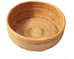 Zeynomax - Rotan rond rieten fruitrek - Ronde opbergmand - Klein formaat - Rieten fruitmand - Perfect voor fruitopslag - Geschikt voor elke keuken