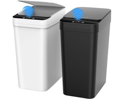 Zeynomax - Set van 2 Kleine Afvalbakken 10L Moderne Afvalbak voor Kantoor Badkamer Keuken Slaapkamer (Zwart Wit) met Afvalzakken