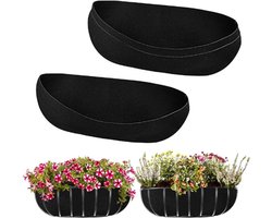 Zeynomax - Set van 4 ovale niet-geweven stoffen voeringen voor hangende plantenbakken - Tuinplanten voor balkon/terras - 61 cm - Duurzame bloemmanden vervanging