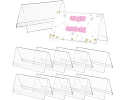 Zeynomax - Tafel Nota Houders 10 Stuks, 20 x 8 cm, Transparant Acryl Label Houder Tafel Menu Houder voor Bureau Teller Winkel Kantoor.