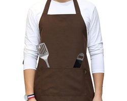 Zeynomax - Trabag Keukenschort voor heren met waterdicht design en 2 zakken. Lange banden en geschikt voor barbecues, keuken, restaurant en knutselen in bruin.