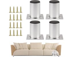 Zeynomax - Verstelbare meubelpoten 6cm 4 stuks - Zilver - Voor meubels - Roestvrijstalen en aluminium legering - Ronde poten voor banken, keuken, bureau en kasten - Instelbaar 1-10mm - Stabiele poten met hoog draagvermogen.
