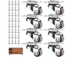 Zeynomax - Zwenkwielen voor Meubels en Trolleys - Set van 8 Zware Kwaliteit Meubelzwenkwielen - Met Schroeven - Kleine Meubelwielen voor Verhuizen - 360° Draaibaar