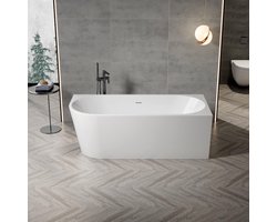 ZEZA Grand half vrijstaand hoekbad - rechts - 180x80x58cm - met afvoer - acryl - glans wit