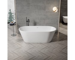 ZEZA Grand vrijstaand bad - 180x80x58cm - met afvoer - acryl - glans wit