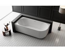 ZEZA Pure half vrijstaand hoekbad - links - 170x80x58cm - acryl - mat wit