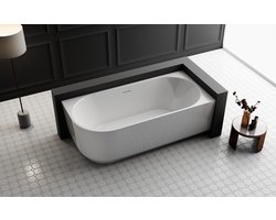 ZEZA Pure half vrijstaand hoekbad - rechts - 150x75x58cm - acryl - glans wit