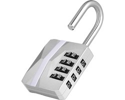 ZHEGE 4-cijferig cijferslot, groot hangslot voor gymkluisjes, schoolkluisjes, kasten, weerbestendig cijferslot voor buitengebruik voor tuindeuren, kelderdeuren, schuttingen (zilver)