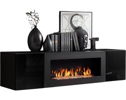 ZHPK TV meubel - tv meubel zwart - tv meubel bio ethanol sfeerhaard - niet elektrisch