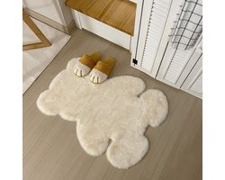 zhxinashu Vloerkleed voor de woonkamer, pluizig tapijt, slaapkamer, laagpolig, imitatiebont, voetmat, beer schapenvacht, badkamertapijt, klein tapijt voor kinderkamer, bank, vloer (beige)