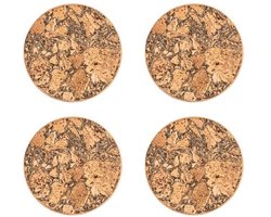 ZICZAC - Glasonderzetter QUERCO - SET/16 - 100% Cork - voedselveilig, waterafstotend,vlekafstotend - Rond - Dia 10 cm - EARTH