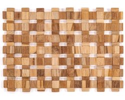 ZICZAC - Placemat TEAK - SET/2 - 100% teak - dubbelzijdig placemat, Beschermt de tafel, gemakkelijk schoon te maken, elegant ontwerp - 30x45 cm - Bruin