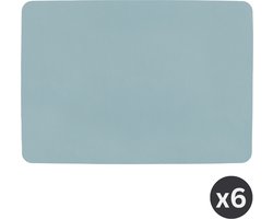 ZICZAC - Placemat TOGO - SET/6 - Kunstleder - dubbelzijdig, makkelijk schoon te maken, antislip - Rechthoek - 33x45 cm - Blue stone