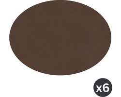 ZICZAC - Placemat TOGO - SET/6 - Ovaal - Dubbelzijdig - Kunstleer - 33x45 cm, bruin