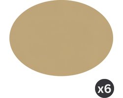 ZICZAC - Placemat TOGO - SET/6 - Ovaal - Dubbelzijdig - Kunstleer - 33x45 cm, zand