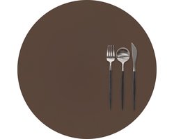 ZICZAC - Placemat TOGO - SET/6 - Rond - Dubbelzijdig - Kunstleer - Dia 38 cm, bruin