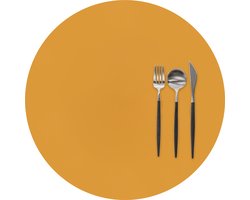 ZICZAC - Placemat TOGO - SET/6 - Rond - Dubbelzijdig - Kunstleer - Dia 38 cm, camel