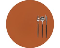 ZICZAC - Placemat TOGO - SET/6 - Rond - Dubbelzijdig - Kunstleer - Dia 38 cm, caramel