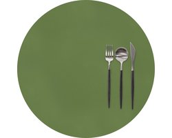 ZICZAC - Placemat TOGO - SET/6 - Rond - Dubbelzijdig - Kunstleer - Dia 38 cm, dille