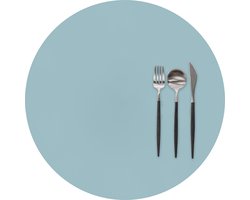 ZICZAC - Placemat TOGO - SET/6 - Rond - Dubbelzijdig - Kunstleer - Dia 38 cm, lichtblauw