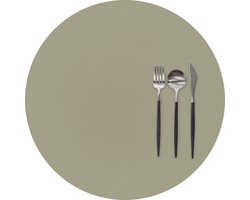 ZICZAC - Placemat TOGO - SET/6 - Rond - Dubbelzijdig - Kunstleer - Dia 38 cm, taupe
