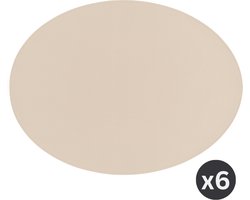 ZICZAC - Placemat TRUDO - SET/6 - lederlook - 33x45 cm - Ovaal, beige