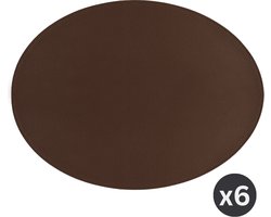 ZICZAC - Placemat TRUDO - SET/6 - lederlook - 33x45 cm - Ovaal, donkerbruin