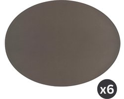 ZICZAC - Placemat TRUDO - SET/6 - lederlook - 33x45 cm - Ovaal, grijs