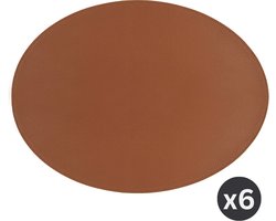 ZICZAC - Placemat TRUDO - SET/6 - lederlook - 33x45 cm - Ovaal, karamel