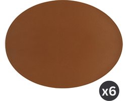 ZICZAC - Placemat TRUDO - SET/6 - lederlook - 33x45 cm - Ovaal, lichtbruin