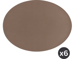 ZICZAC - Placemat TRUDO - SET/6 - lederlook - 33x45 cm - Ovaal, taupe