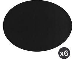 ZICZAC - Placemat TRUDO - SET/6 - lederlook - 33x45 cm - Ovaal, zwart