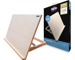 Zieler Workstation A2 Formaat - Houten Tekentafel - Tekenbord - 5 Standen - voor Volwassenen en Kinderen - Lessenaar - Tafelezel Geschikt voor Max 43 x 62 cm - Schildersezel