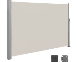 Zij blind met stalen doos, anti-rust, intrekbaar, 180 x 350 cm, schot, zonbescherming, ondoorzichtig, windscherm, voor balkon, terras, tuin, beige GSA185T02