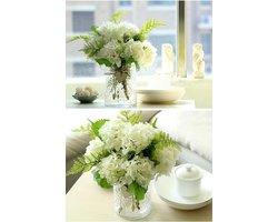 Zijden Hortensia Boeket in Stijlvolle Vaas - Zijden Kunstbloemen voor Woondecoratie