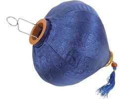 Zijden Lampion - Oosterse Decoratie - Feestelijke Sfeer - Handgemaakt Vakmanschap - 62x35x35 cm - Blauw