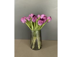 Zijden Tulpen Boeket – Kunstbloemen – 12 Stuks – Realistisch & Onderhoudsvrij – Paars
