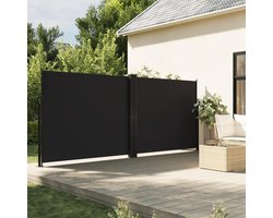 Zijluifel uittrekbaar - Privacy scherm windscherm - Terras balkon inkijk - Waterdicht uv-bescherming - 180 x 600 cm - Zwart