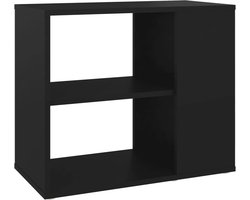 Zij/Sidetable met 2 Vakken 60x30x50 cm Gemaakt van Gesneden Hout Zwart