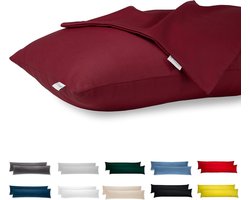 Zijslaapkussen, overtrek 40 x 145 cm, katoen, premium satijn, set van 2 kussenslopen, decoratie voor kussens, bed/bank, stof, zacht, resistent, hypoallergeen, anti-mijt, hoofdkussensloop, verborgen