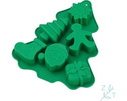 ZijTak - Kerstvorm - Bakvorm - Kerst - Chocolade - Kerstman - Bakken - Kaars - Kaarsen maken - Cake - Gebak - Kerstboom - Sneeuwvlok - Kerstsok - Gingerbreadman - Pakje - Cadeau - Groen