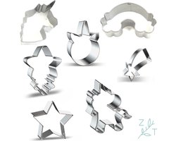 ZijTak - Uitsteekvorm - Eenhoorn - Unicorn - Vallende ster - Regenboog - Cookie cutter - Uitsteker - Koekjes - Deeg - Fondant voor Cake - Kinderbrooduitsnijders - Gebak - Brood - Toast - Groenten - Fruit - Dromen - Meiden - Roestvrij staal 7 stuks